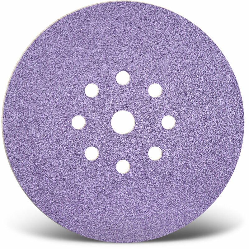 foto del prodotto purple hd dischi abrasivi velcrati, 225 mm, 9 fori, p. levigatrici per muri, miscela di ceramica 25 pz. g180 menzer