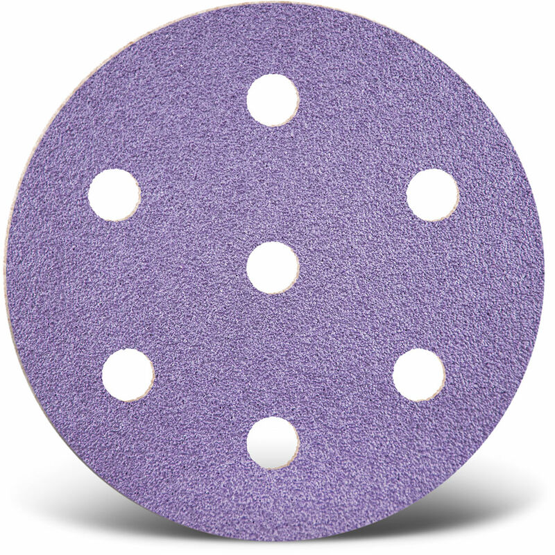 foto del prodotto purple hd dischi abrasivi velcrati, 90 mm, 7 fori, p. levigatrici rotorbitali, miscela di ceramica 50 pz. g320 menzer