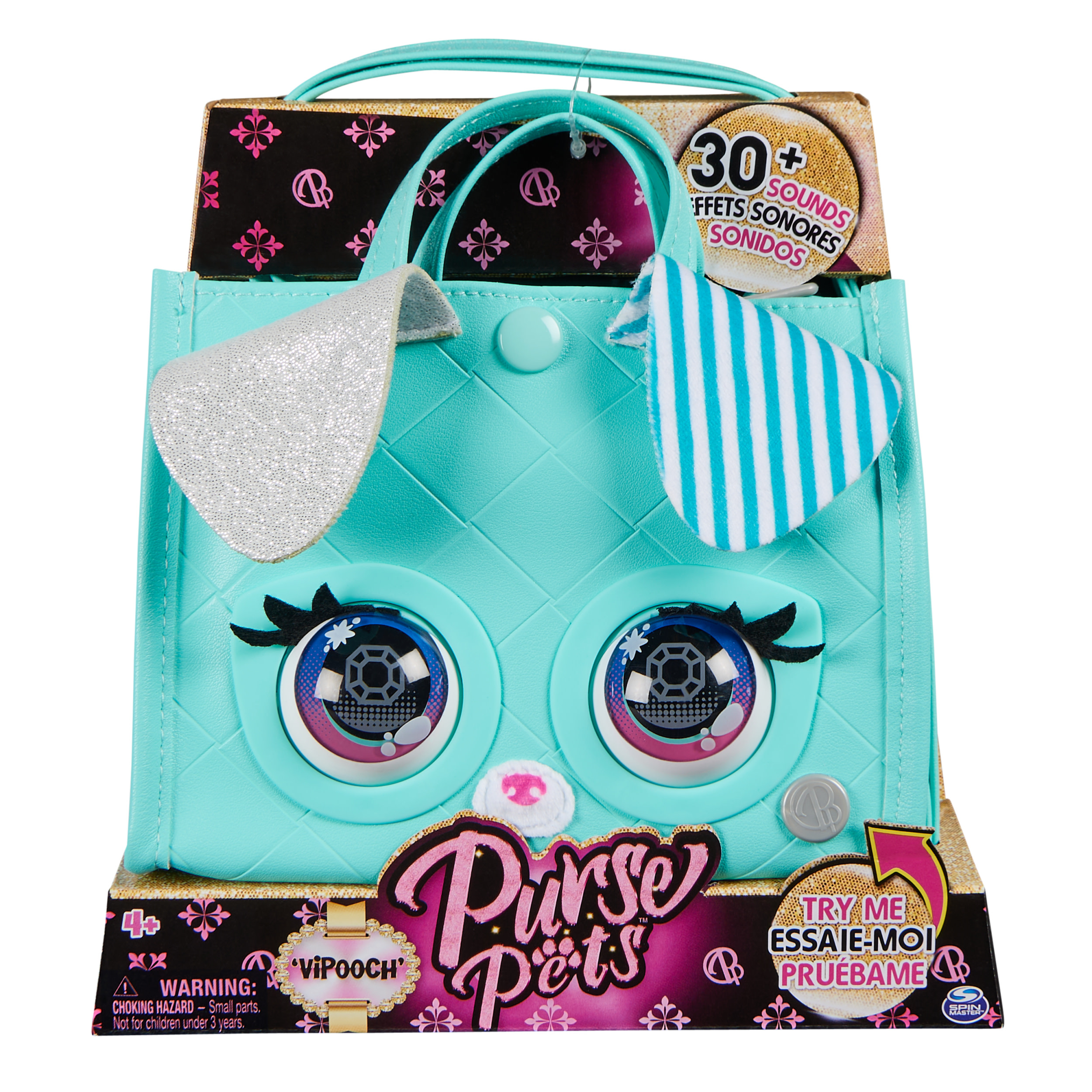 foto del prodotto purse pets borsetta tote perfect in versione cagnolino borsetta interattiva per bambina con oltre 30 suoni e reazioni, giocattoli per bambine dai 4 anni in su