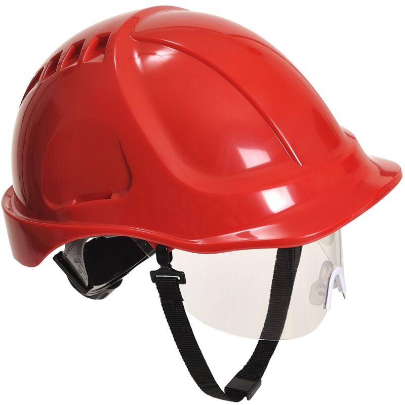 foto del prodotto pw54 casco di sicurezza con visiera endurance plus rosso portwest