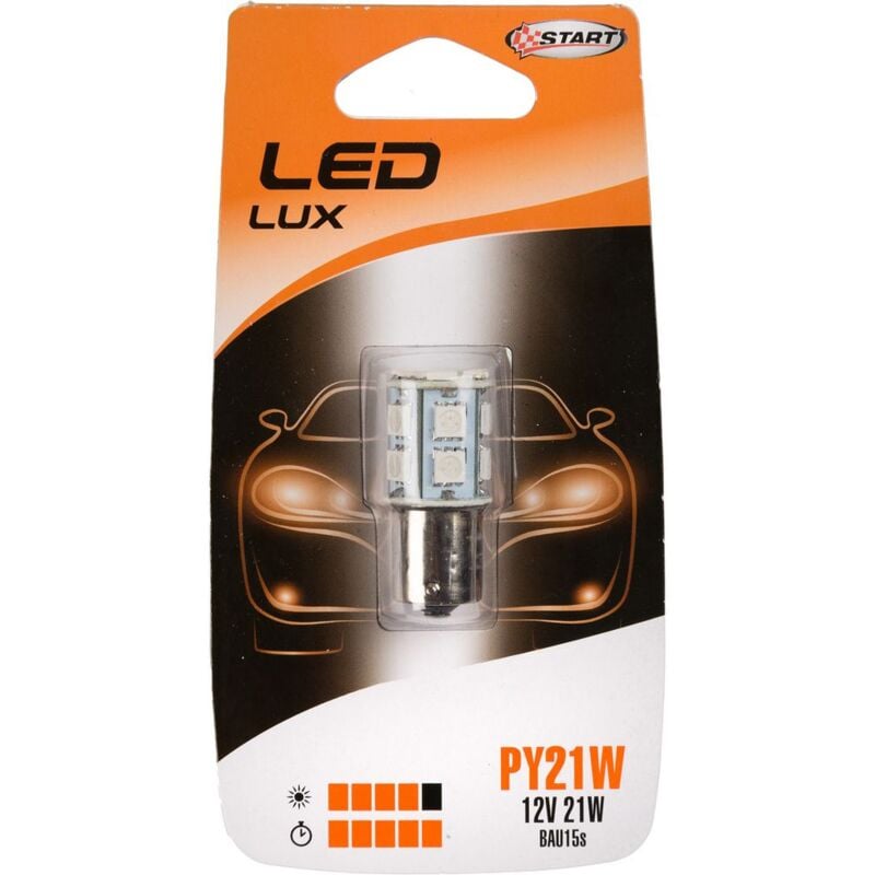 foto del prodotto py21w lampadina singola 13 led arancio per luci auto 12v 21w bau15s