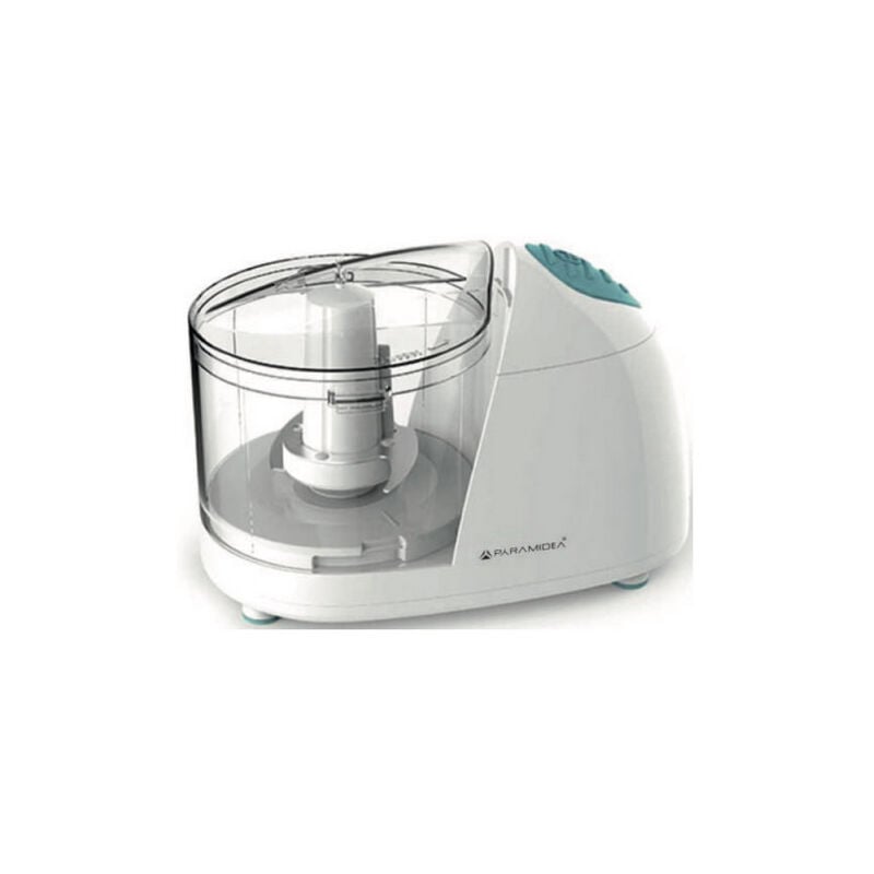 foto del prodotto pyramidea tt804 tritaverdure elettrico 200w ciotola 0,35l trasparente turchese bianco