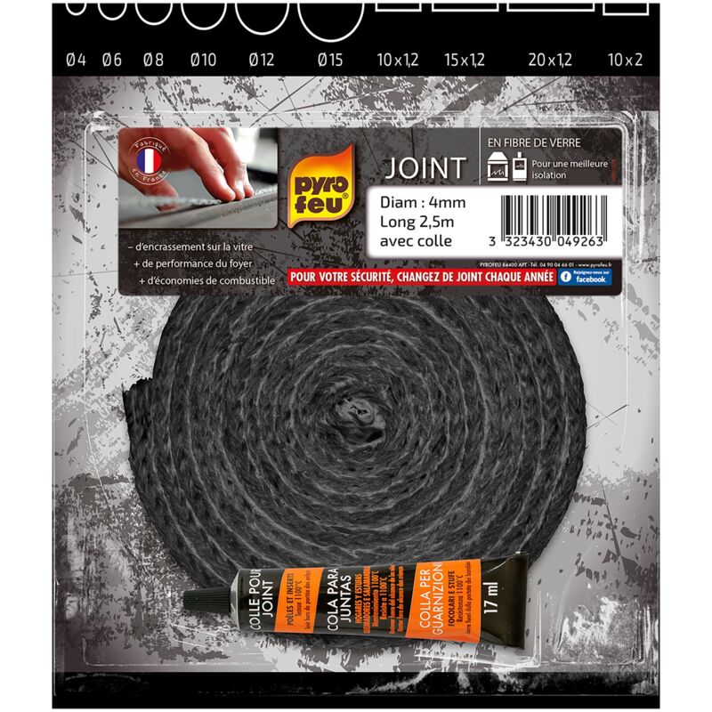 foto del prodotto pyrofeu giunto intrecciato per inserto e stufa lunghezza 2,5m 4mm