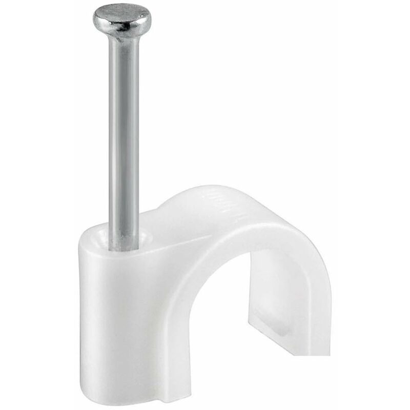 foto del prodotto pz 50 graffetta fermacavo per cavo coassiale ed antenna in polietilene bianco 6 mm 