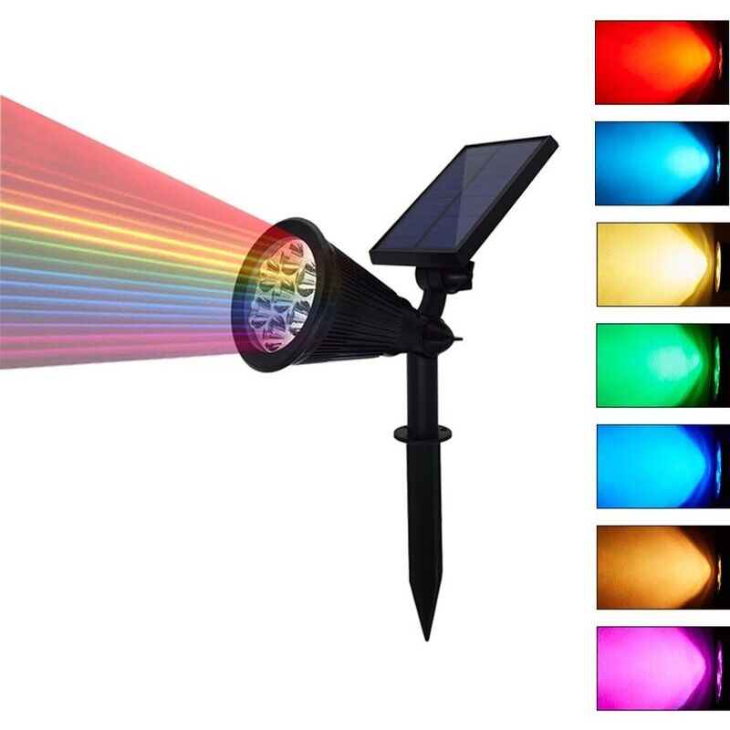foto del prodotto pz faretto a luce solare da giardino a led che cambia automaticamente 7 colori luce solare esterna per illuminazione impermeabile del prato del patio