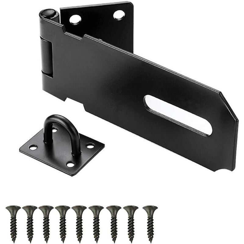 foto del prodotto pz. lucchetto in acciaio inox, set di ganci e graffette per serratura porta, ganci di sicurezza, lucchetto, graffette, ganci per capannone con viti,