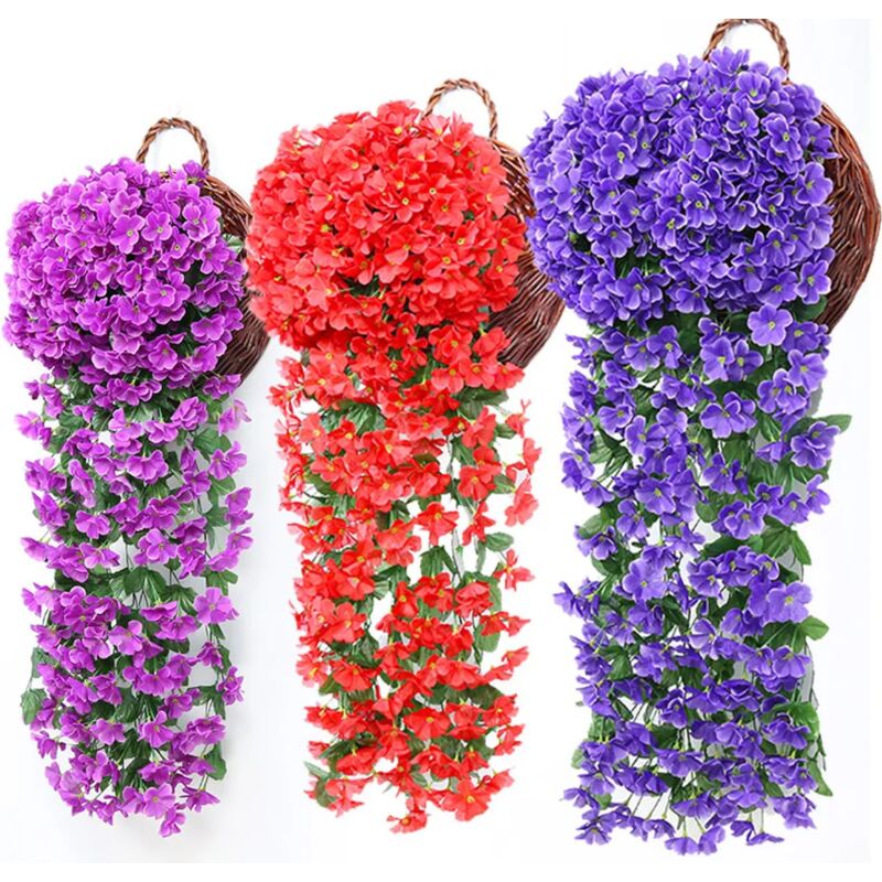 foto del prodotto pz set piante artificiali vite di edera piante pensili foglia di vite artificiale decorazione floreale viola, 3 viola 3 rosso 3 viola scuro