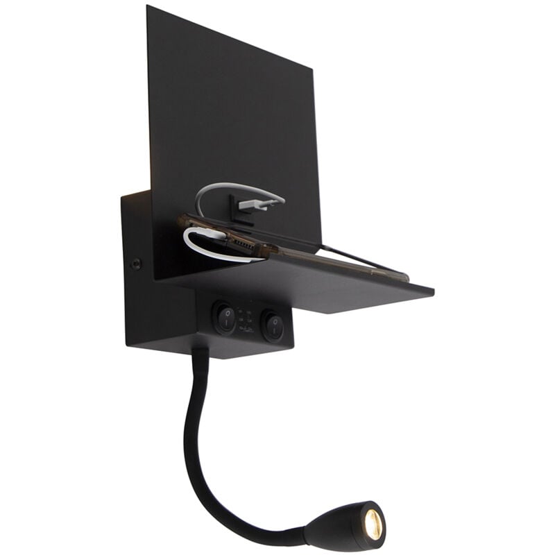 foto del prodotto qazqa applique con braccio da lettura flero moderno acciaio nero allungato g9 max. 1 x 2.5 watt