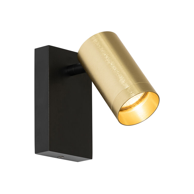 foto del prodotto qazqa applique con interruttore jeana luxe moderno alluminio,acciaio ottone nero allungato max. 1 x watt