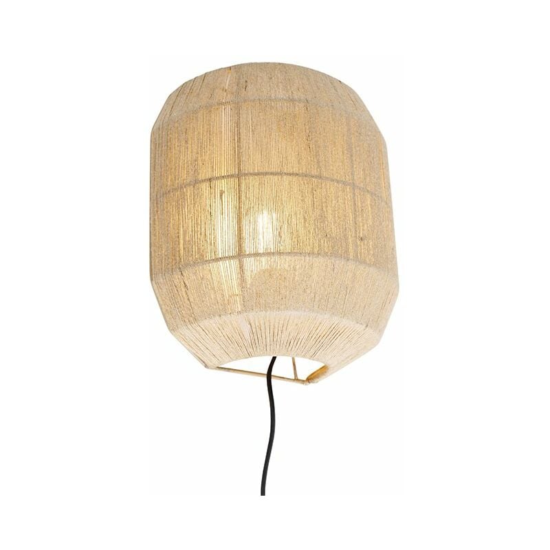 foto del prodotto qazqa applique con interruttore riki orientale corda,acciaio beige nero tondo max. 1 x watt