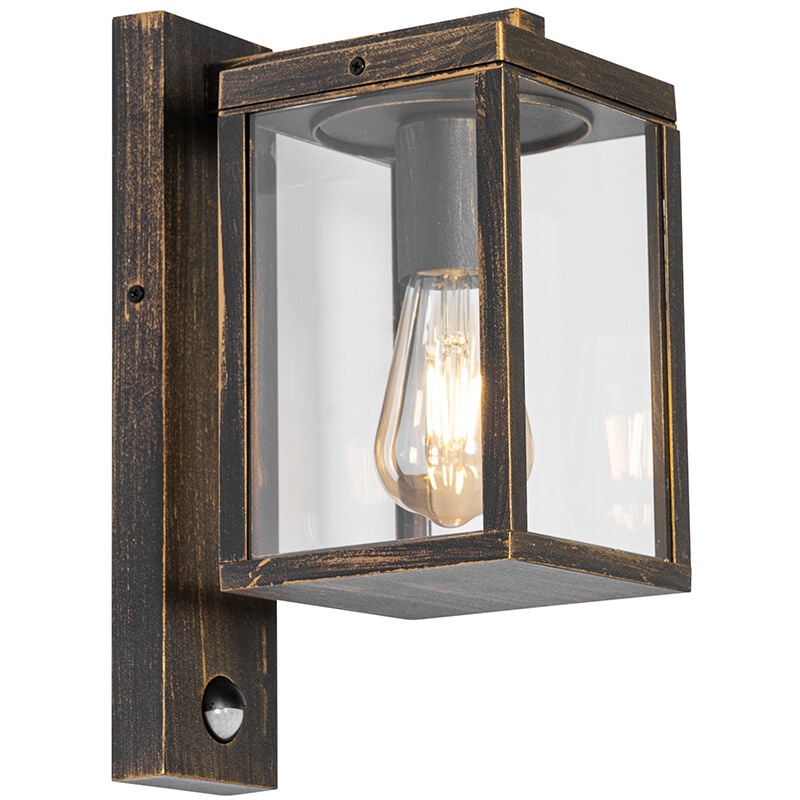 foto del prodotto qazqa applique con sensore charlois industriale alluminio,vetro oro ottone allungato max. 1 x watt