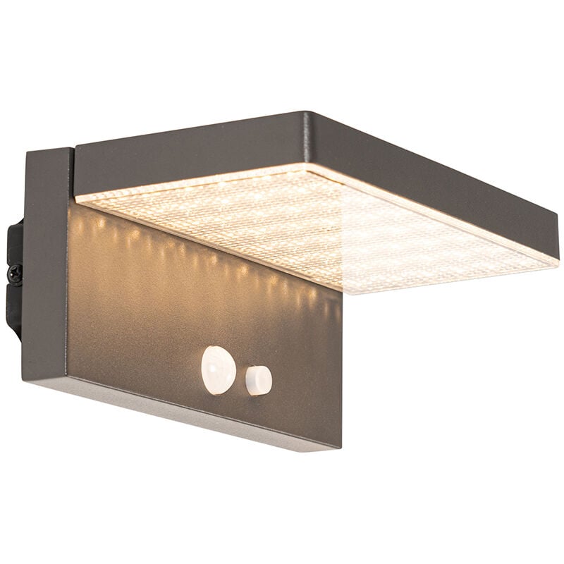 foto del prodotto qazqa applique con sensore e panello solare sunnie moderno alluminio,plastico grigio scuro oblungo non sostituibile led max. 1 x 5 watt