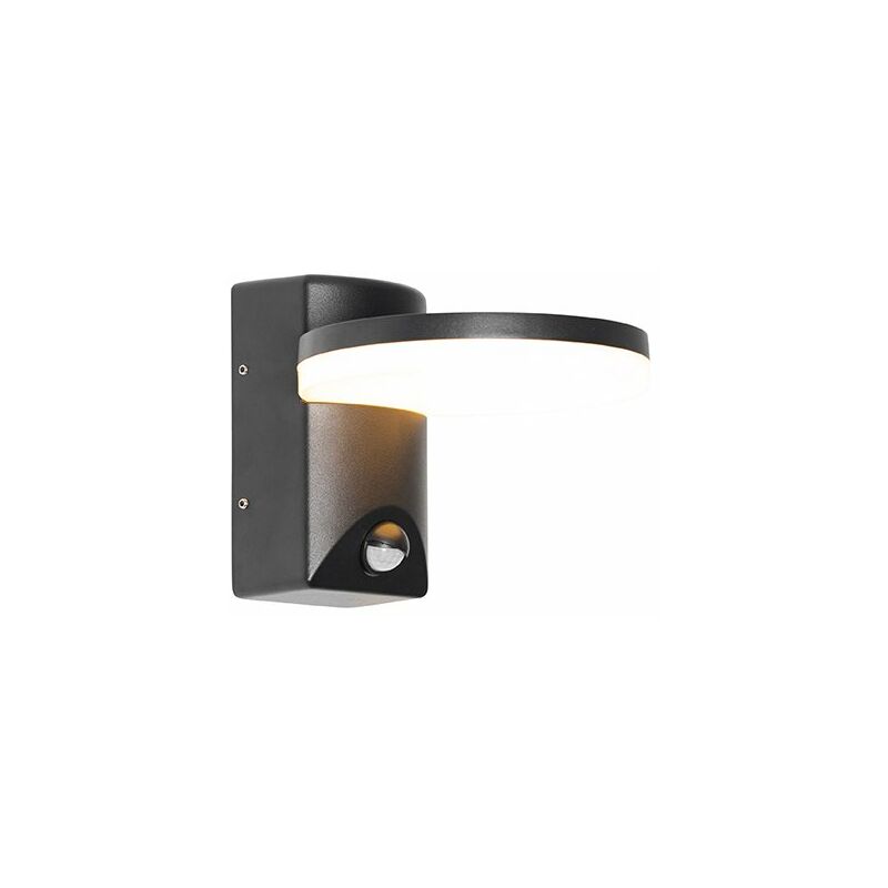 foto del prodotto qazqa applique con sensore esmee moderno alluminio nero tondo non sostituibile led max. 1 x 10.5 watt