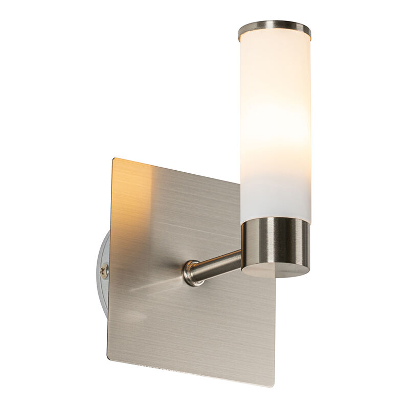 foto del prodotto qazqa appliques bath moderno acciaio,vetro acciaio quadrato max. 1 x watt