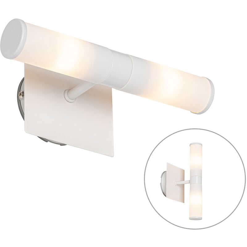 foto del prodotto qazqa appliques bath moderno acciaio,vetro bianco oblungo max. 2 x watt