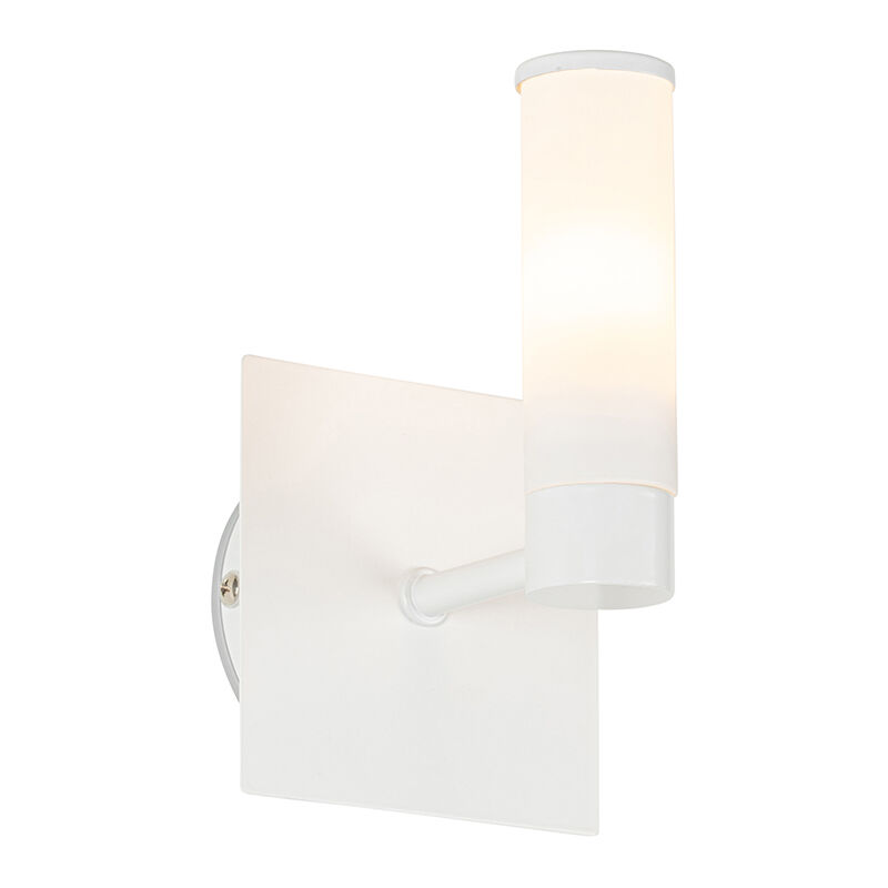foto del prodotto qazqa appliques bath moderno acciaio,vetro bianco quadrato max. 1 x watt