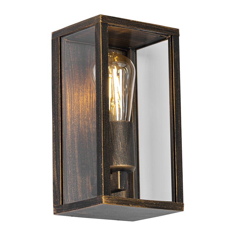 foto del prodotto qazqa appliques charlois industriale alluminio,vetro oro nero allungato max. 1 x watt