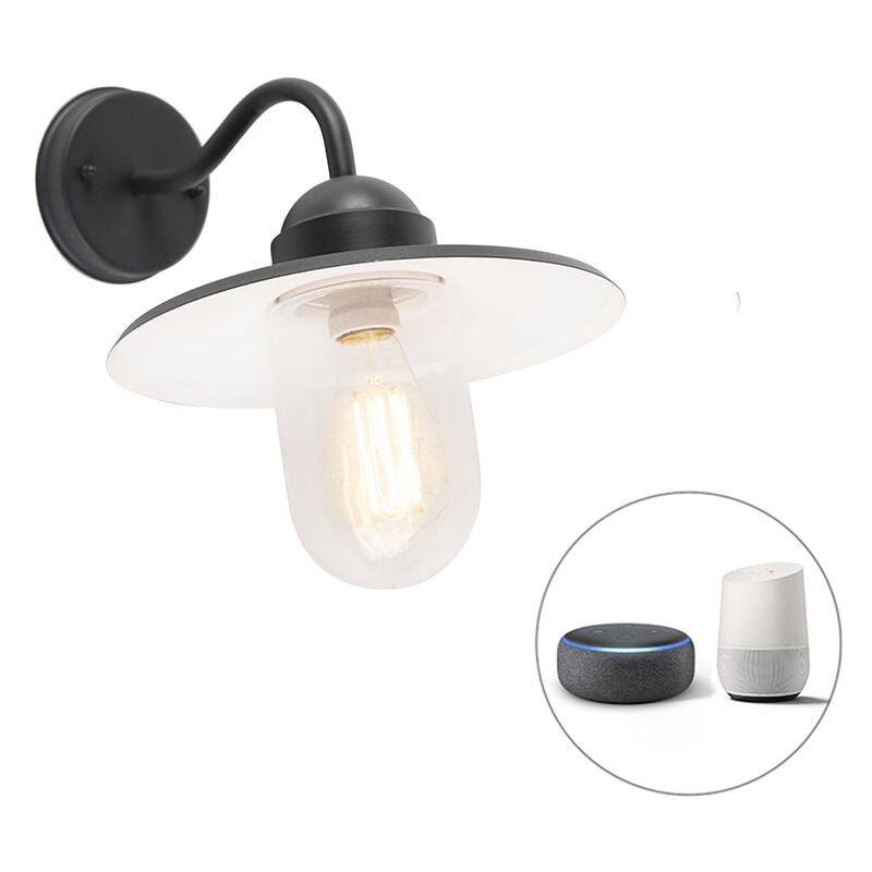 foto del prodotto qazqa appliques kansas rustico alluminio,vetro grigio scuro tondo sfera e27 max. 1 x 4.9 watt
