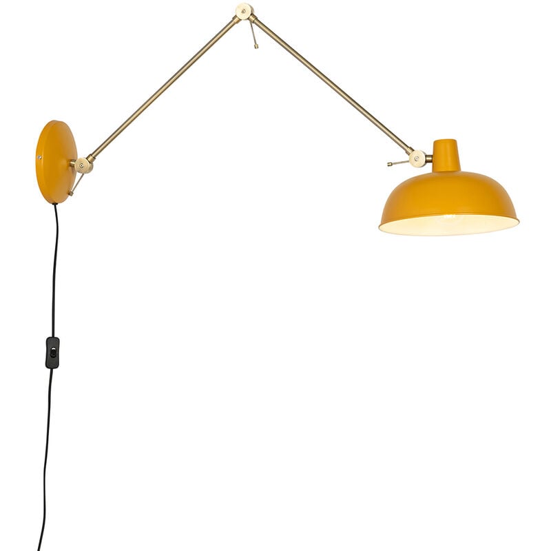 foto del prodotto qazqa appliques milou retr acciaio giallo bronzo oblungo max. 1 x watt