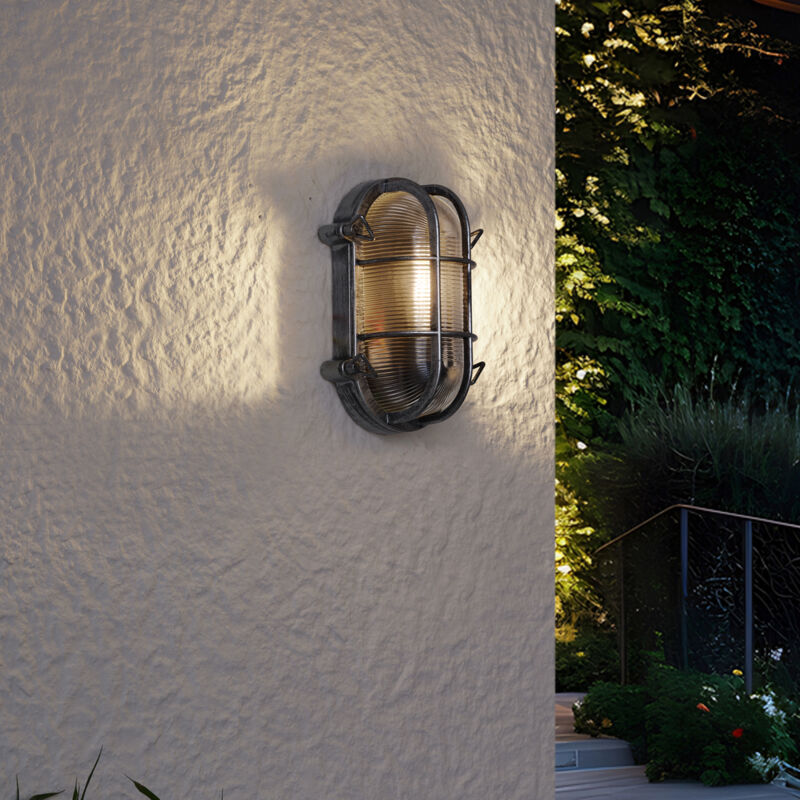 foto del prodotto qazqa appliques nautica industriale alluminio,vetro argento trasparente ovale max. 1 x watt