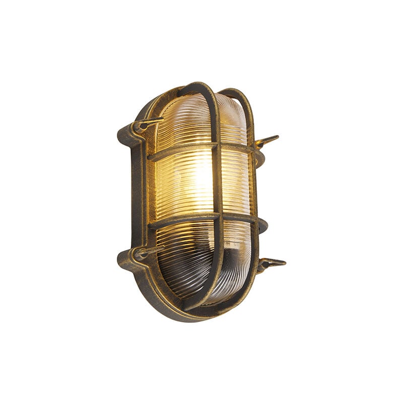 foto del prodotto qazqa appliques nautica industriale alluminio,vetro oro ottone ovale max. 1 x watt