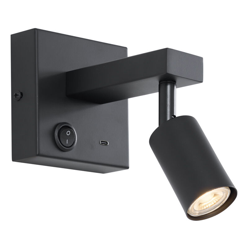foto del prodotto qazqa appliques rex moderno metallo nero quadrato max. 1 x watt