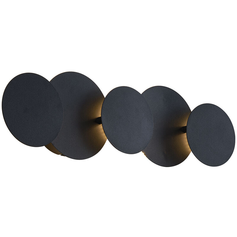 foto del prodotto qazqa appliques sunrise moderno metallo nero tondo non sostituibile led max. 5 x 20 watt