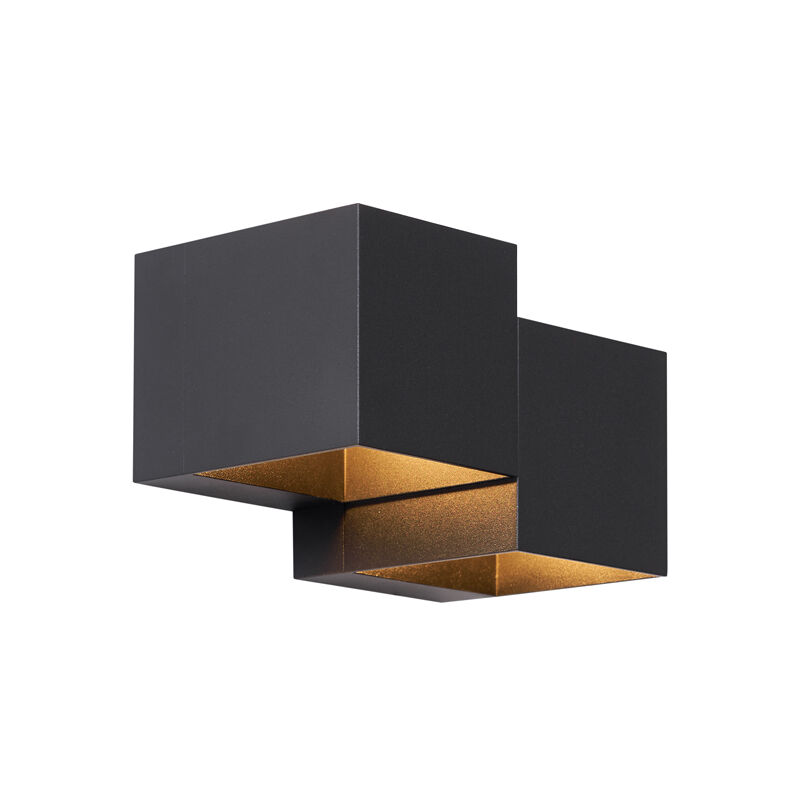 foto del prodotto qazqa appliques transfer double moderno alluminio nero quadrato alltri max. 2 x watt