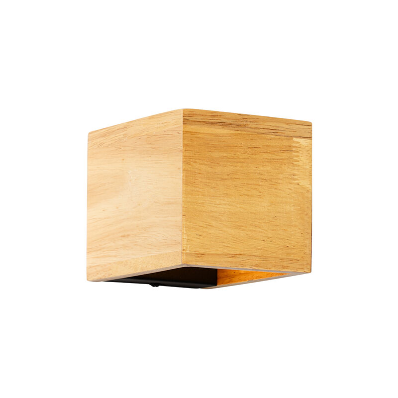 foto del prodotto qazqa appliques transfer rustico legno,acciaio legno quadrato max. 1 x watt