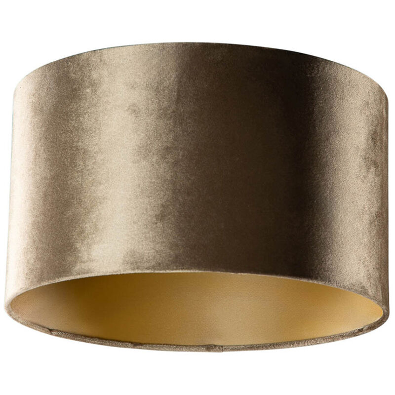 foto del prodotto qazqa classico cotone paralume in velluto bronzo con interno oro 35 35 20 , tondo adatto per lampada a sospensione e da terra