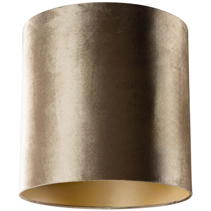 foto del prodotto qazqa classico cotone paralume in velluto bronzo con interno oro 40 40 40 , cilindro adatto per lampada a sospensione e da terra