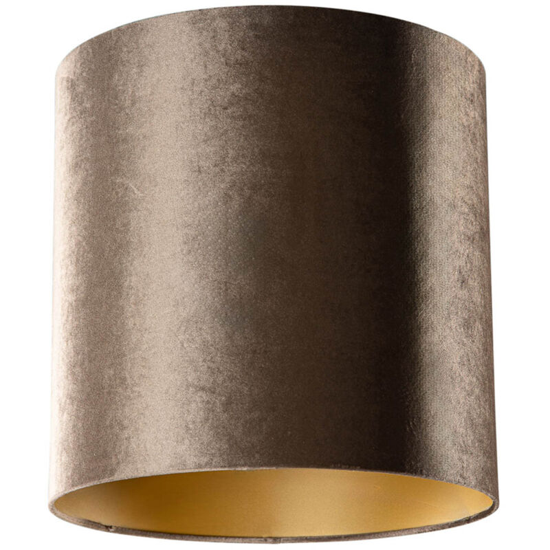 foto del prodotto qazqa classico cotone paralume in velluto marrone con interno oro 40 40 40 , cilindro adatto per lampada a sospensione
