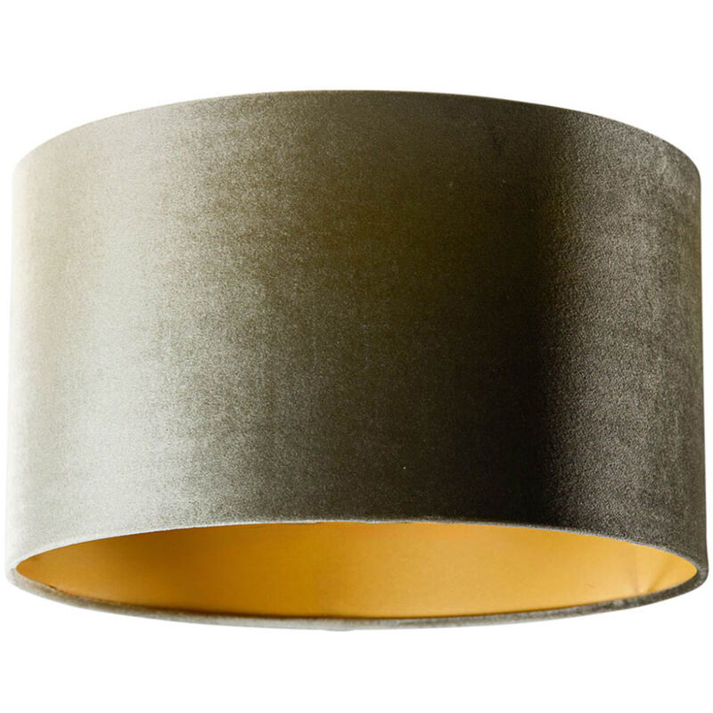 foto del prodotto qazqa classico cotone paralume in velluto verde con interno oro 35 35 20 , tondo adatto per lampada a sospensione