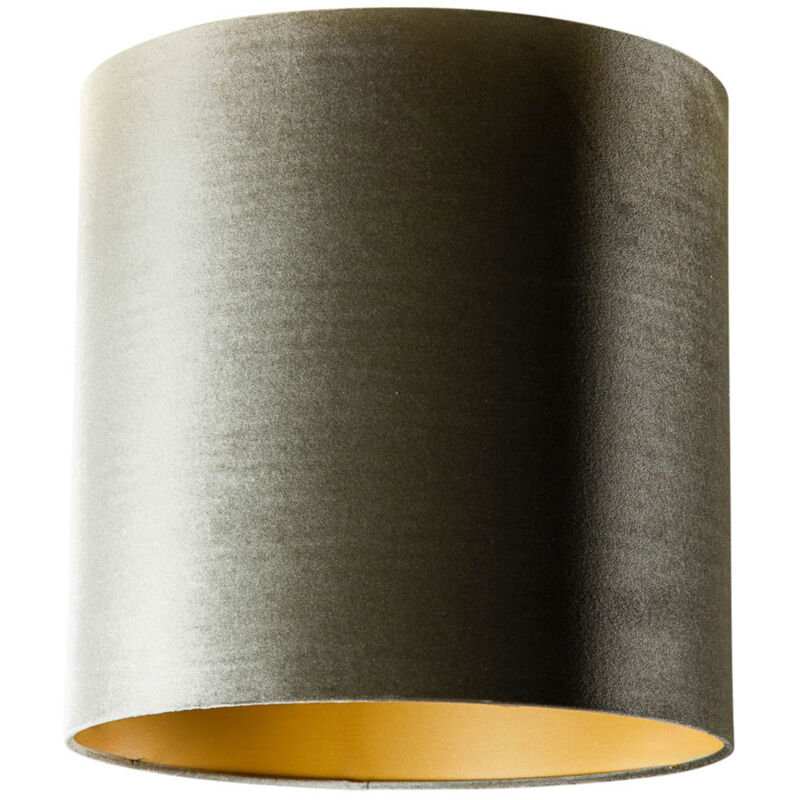 foto del prodotto qazqa classico cotone paralume in velluto verde con interno oro 40 40 40 , cilindro adatto per lampada a sospensione