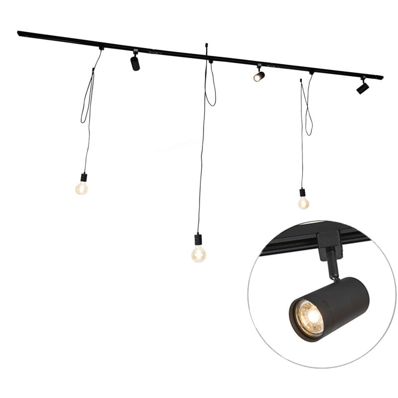 foto del prodotto qazqa faretto cavalux jeana moderno alluminio,acciaio,plastico nero oblungo gu10 max. 3 x 4.8 watt