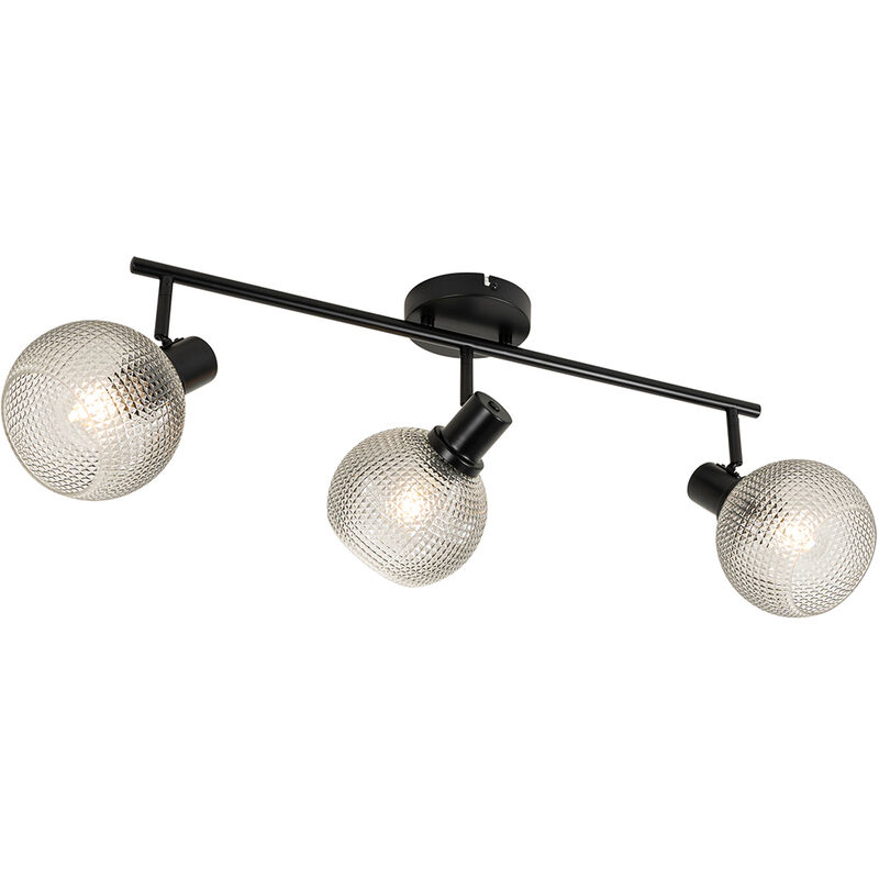 foto del prodotto qazqa faretto chico design vetro,acciaio nero trasparente oblungo max. 3 x watt