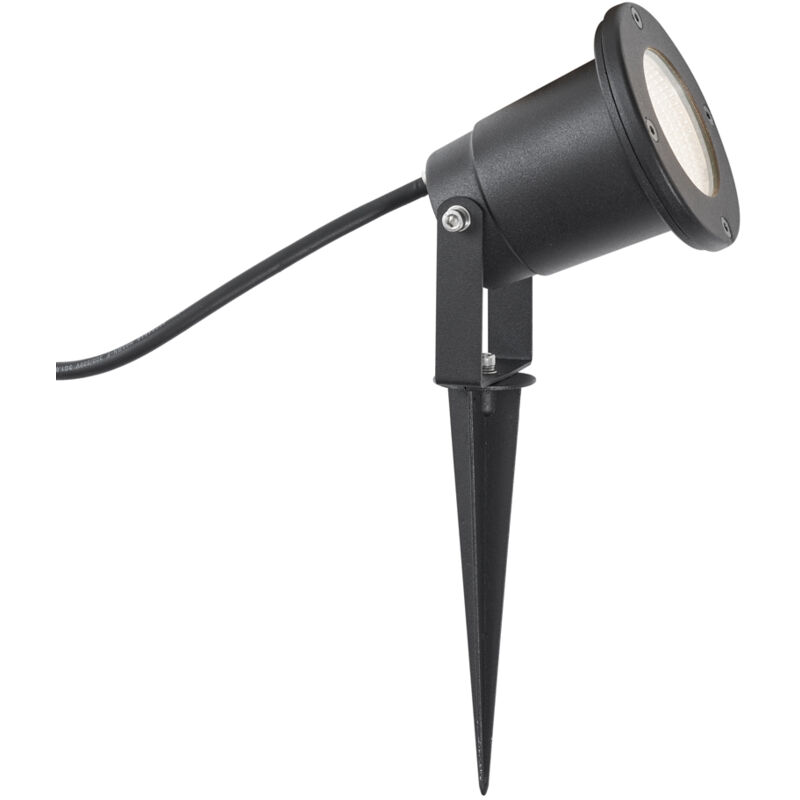 foto del prodotto qazqa faretto con palo da giardino basic moderno metallo,vetro nero tondo non sostituibile led max. 1 x 5 watt