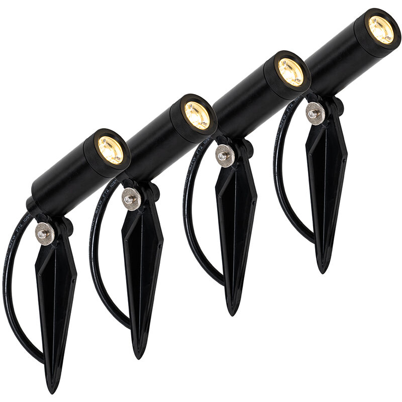 foto del prodotto qazqa faretto con palo da giardino garly moderno alluminio nero oblungo non sostituibile led max. 1 x 3 watt