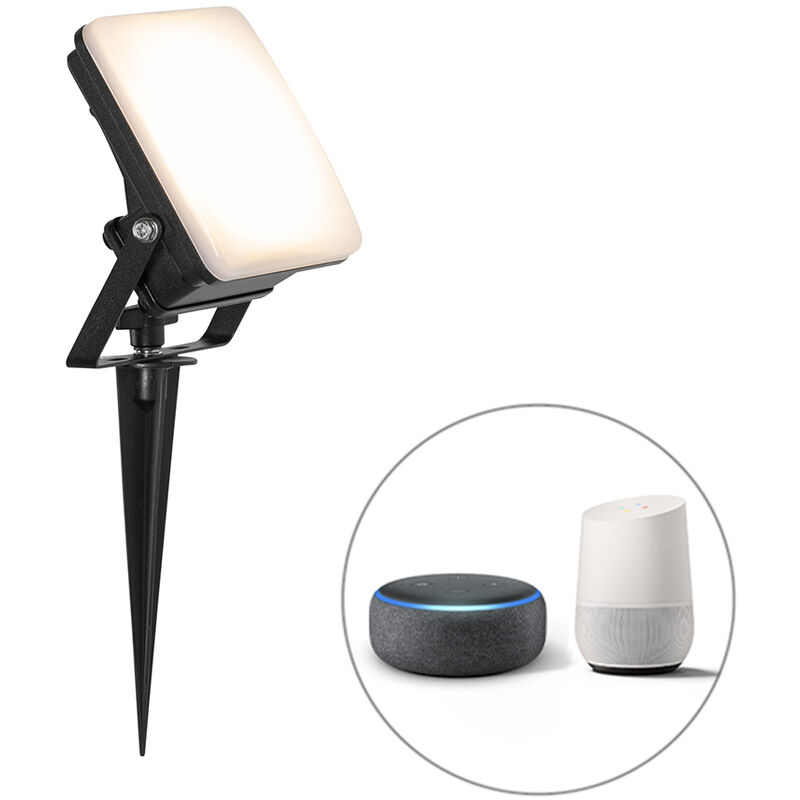 foto del prodotto qazqa faretto con palo da giardino ruud moderno alluminio,plastico nero quadrato non sostituibile led max. 1 x 20 watt