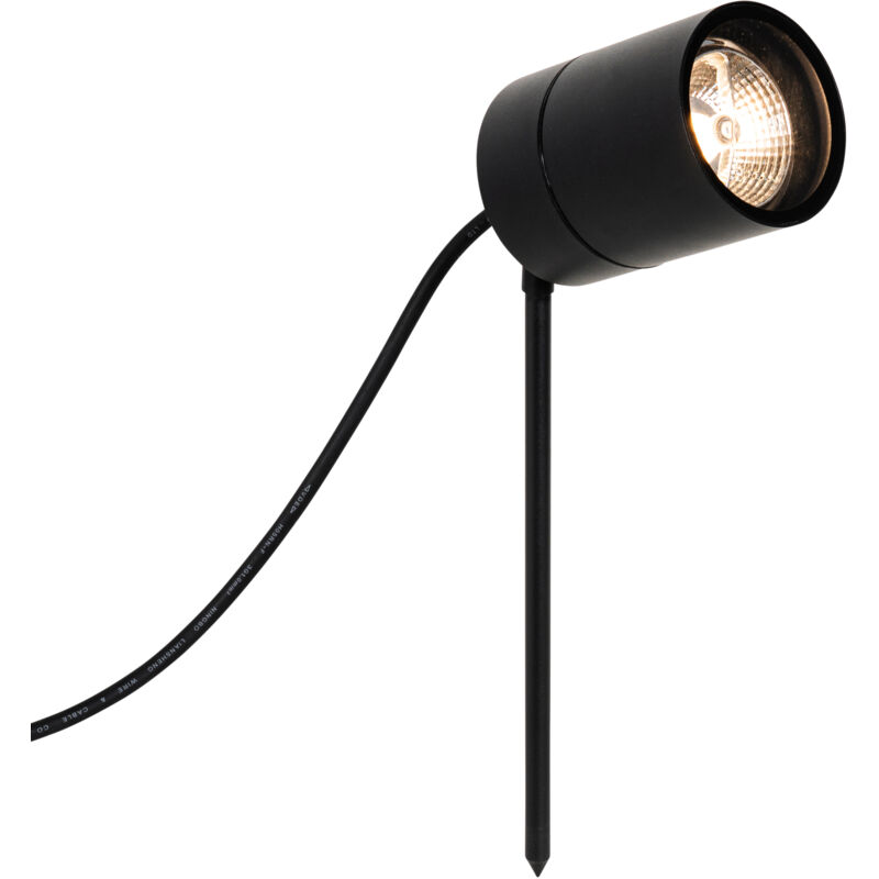 foto del prodotto qazqa faretto con palo da giardino solo moderno acciaio inossidabile,vetro nero oblungo max. 1 x watt