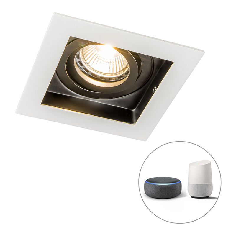 foto del prodotto qazqa faretto da incasso carree moderno acciaio bianco nero quadrato gu10 max. 1 x 5 watt