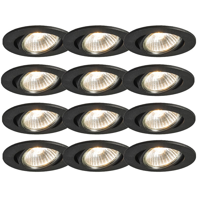 foto del prodotto qazqa faretto da incasso cisco moderno alluminio nero tondo max. 1 x watt