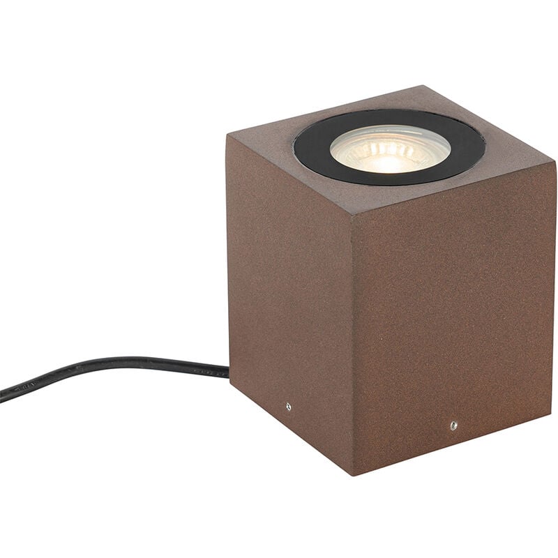 foto del prodotto qazqa faretto da incasso da terra lennard industriale alluminio ruggine quadrato max. 1 x watt