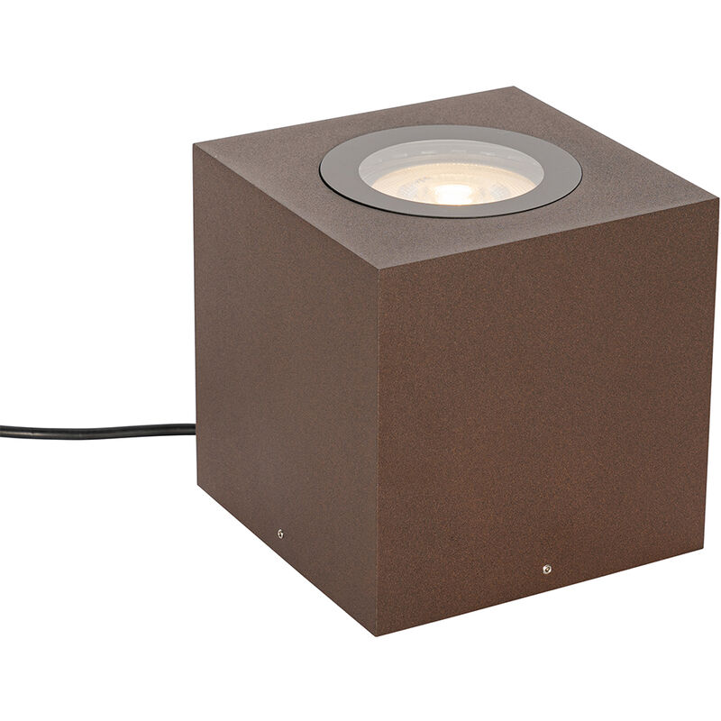 foto del prodotto qazqa faretto da incasso da terra lennard industriale alluminio ruggine quadrato max. 1 x watt