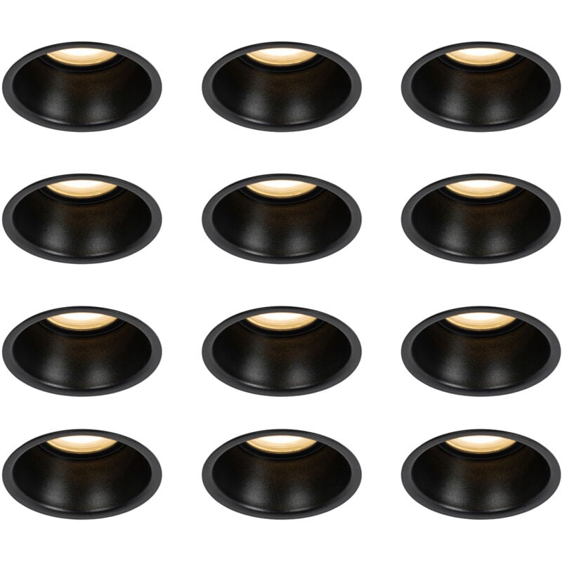 foto del prodotto qazqa faretto da incasso dept moderno alluminio nero tondo max. 12 x watt
