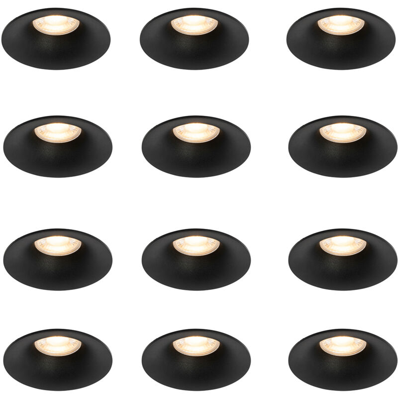 foto del prodotto qazqa faretto da incasso gijs moderno alluminio nero tondo max. 12 x watt
