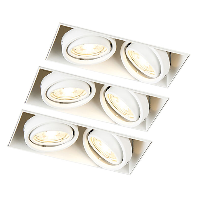 foto del prodotto qazqa faretto da incasso grande oneon trimless 50 moderno acciaio bianco allungato max. 2 x watt