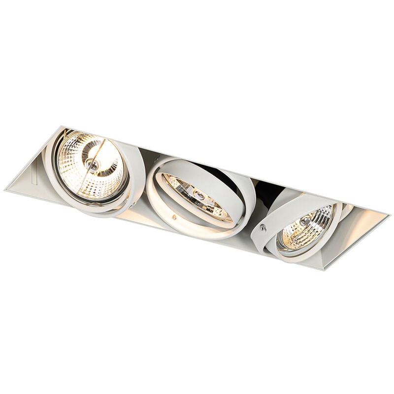 foto del prodotto qazqa faretto da incasso oneon trimless 70 moderno acciaio bianco allungato max. 3 x watt
