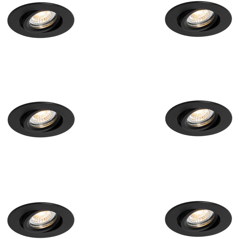 foto del prodotto qazqa faretto da incasso pupil - moderno - alluminio,vetro - nero trasparente - tondo non sostituibile led max. 1 x 3.7 watt