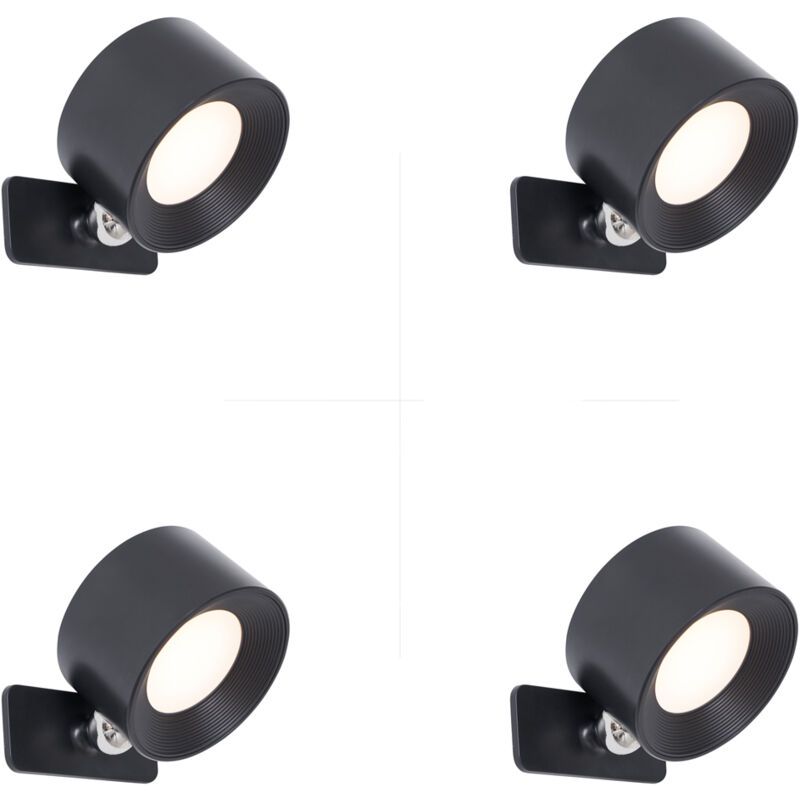 foto del prodotto qazqa faretto da soffitto parete bright moderno plastico nero tondo non sostituibile led max. 4 x 4 watt